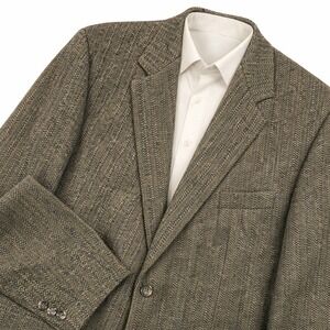 Vintage 90s Cricketeer Wool Tweed Sport Coat Blazer Men 48R Brown Academia Prep